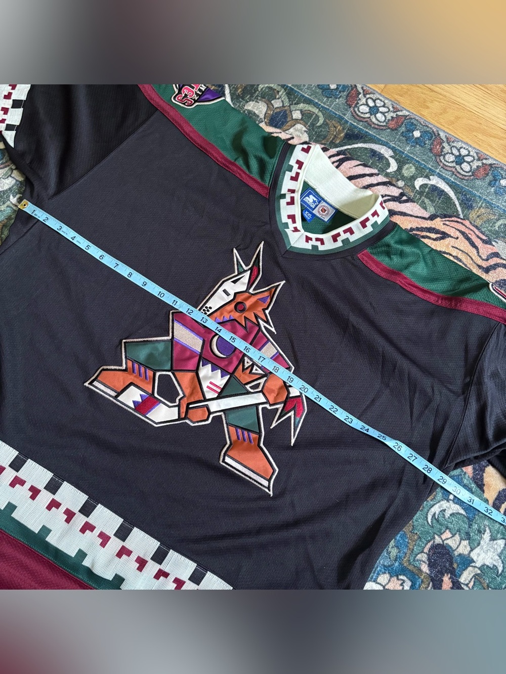 Vintage 90s Phoenix Coyotes Starter NHL Hockey Jersey Kachina Black Size XXL - Picture 7 of 7